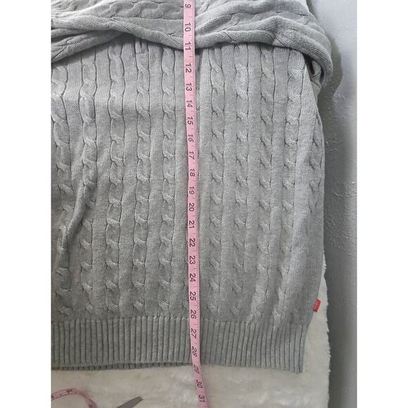Izod Gray Cable Knit 1/4 Zip Pullover Cotton Sweater XXL Grandpa Core Preppy - Picture 6 of 7